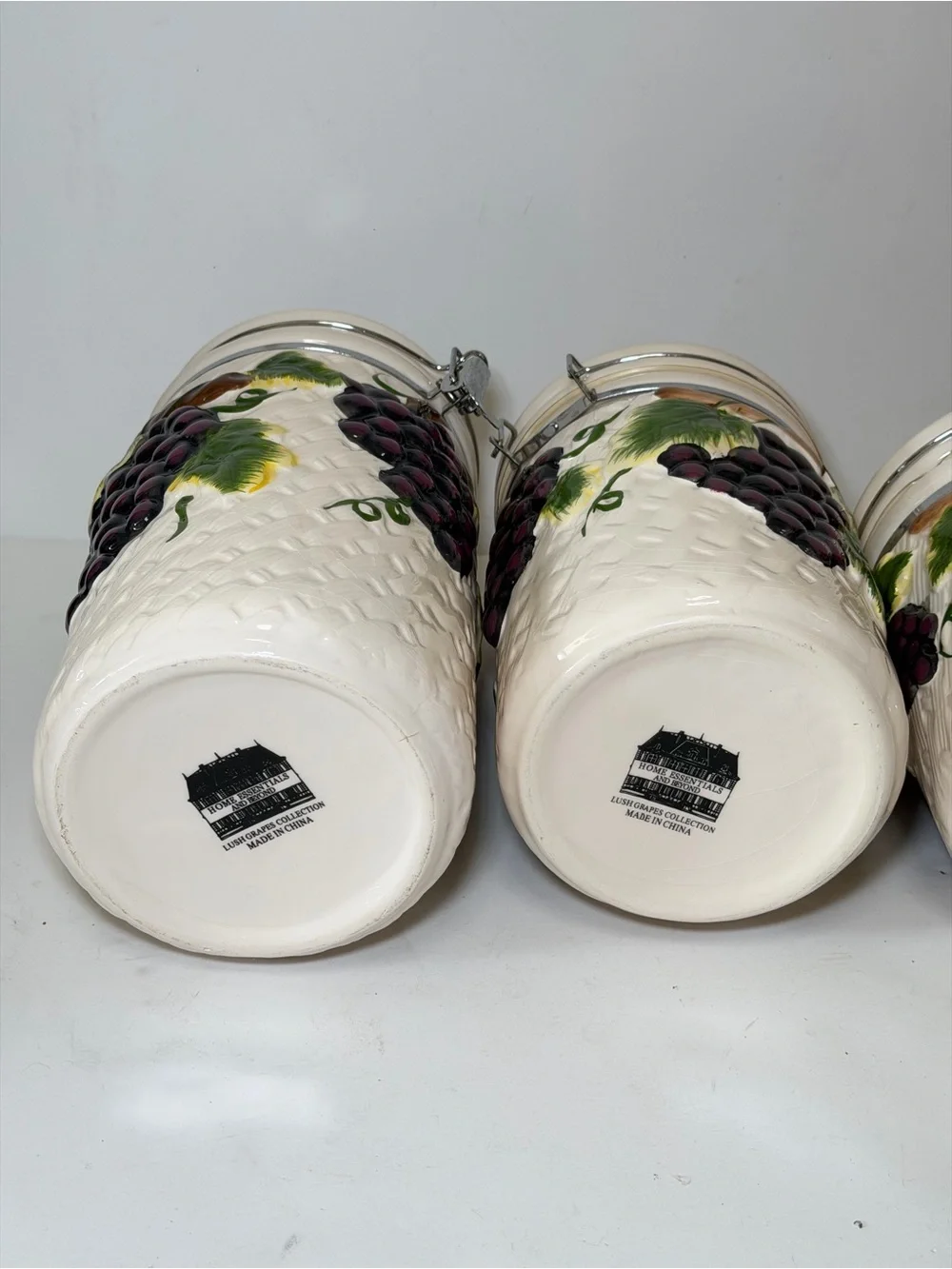 Vintage Home Essentials and Beyond Ceramic Canister Set - Lush Grapes 4-Piece